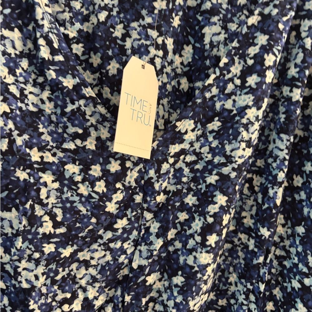 Time And Tru Floral Blue Midi Dress Sz 4X NWT - Picture 5 of 5